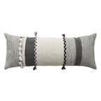 Rectangular Lumbar Pillow Woven Texture Braided Bands & Tassels