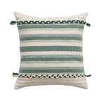 Rectangular Lumbar Pillow Woven Texture Braided Bands & Tassels