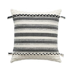 Rectangular Lumbar Pillow Woven Texture Braided Bands & Tassels