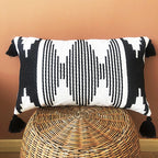 Rectangular Pillow Cover Ethnic Jacquard Tassels Concealed Zipper