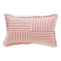 Rectangular Throw Pillow Striped Patchwork Fringed Edge