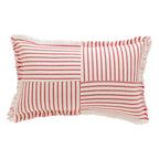 Rectangular Throw Pillow Striped Patchwork Fringed Edge