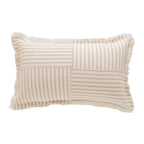 Rectangular Throw Pillow Striped Patchwork Fringed Edge
