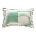 Rectangular Throw Pillow Striped Patchwork Fringed Edge