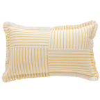 Rectangular Throw Pillow Striped Patchwork Fringed Edge