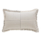 Rectangular Throw Pillow Striped Patchwork Fringed Edge
