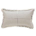 Rectangular Throw Pillow Striped Patchwork Fringed Edge