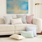 Rectangular Throw Pillow Striped Patchwork Fringed Edge