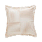 Rectangular Throw Pillow Striped Patchwork Fringed Edge