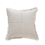 Rectangular Throw Pillow Striped Patchwork Fringed Edge