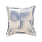 Rectangular Throw Pillow Striped Patchwork Fringed Edge