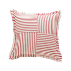 Rectangular Throw Pillow Striped Patchwork Fringed Edge