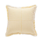 Rectangular Throw Pillow Striped Patchwork Fringed Edge