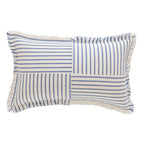 Rectangular Throw Pillow Striped Patchwork Fringed Edge