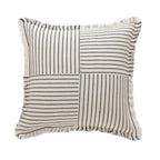Rectangular Throw Pillow Striped Patchwork Fringed Edge