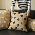Rectangular Throw Pillow Woven Floral Tuft & Fringe Trim