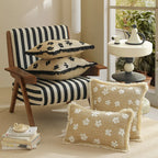 Rectangular Throw Pillow Woven Floral Tuft & Fringe Trim