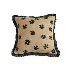 Rectangular Throw Pillow Woven Floral Tuft & Fringe Trim