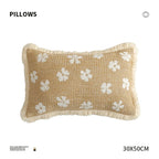 Rectangular Throw Pillow Woven Floral Tuft & Fringe Trim