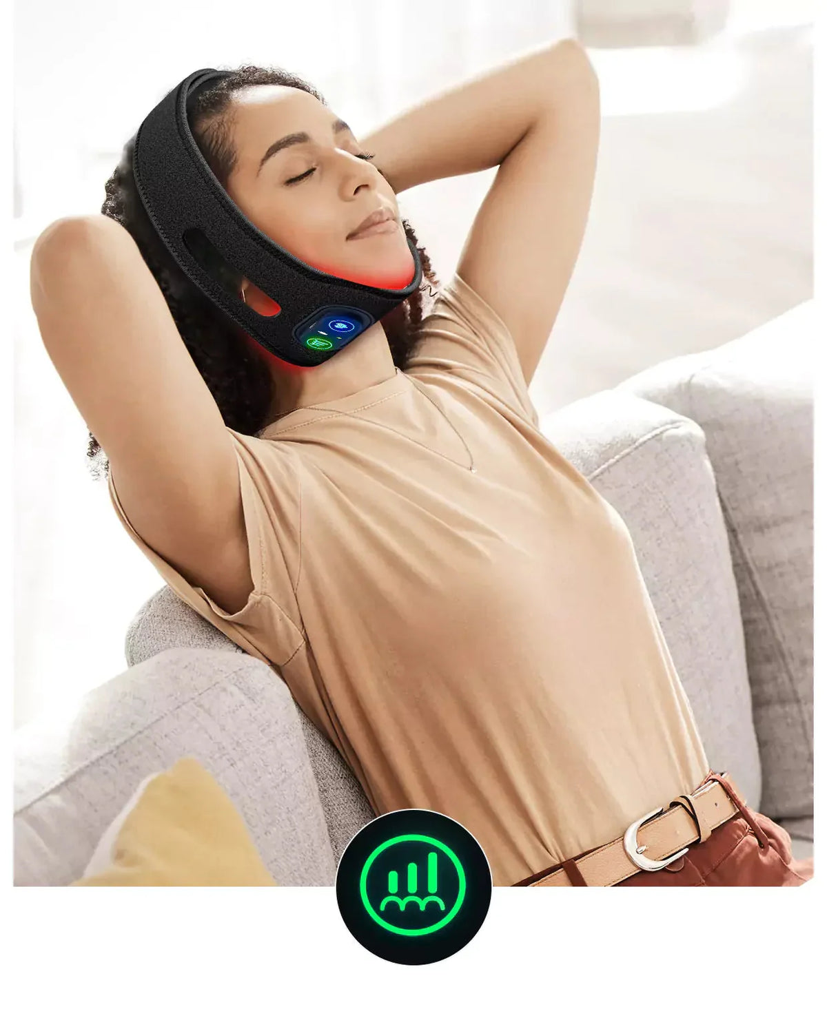 Red Light Therapy Belt Jawline Contouring Cordless Dual Wavelength