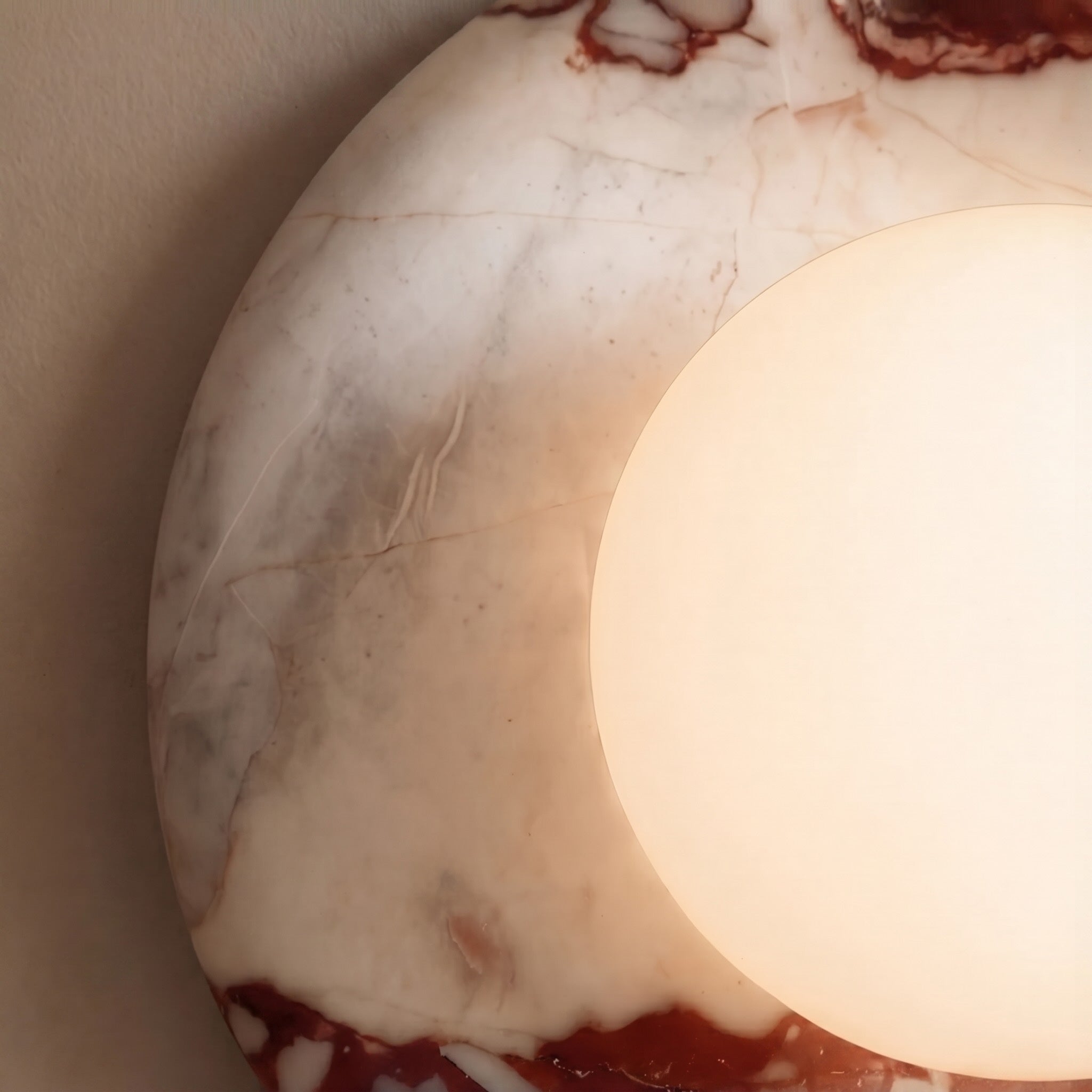 Red Marble Finish Metal Wall Sconce (LED Compatible)