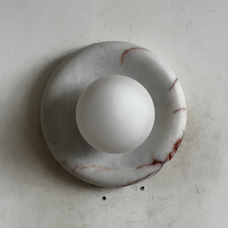 Red Marble Finish Metal Wall Sconce (LED Compatible)