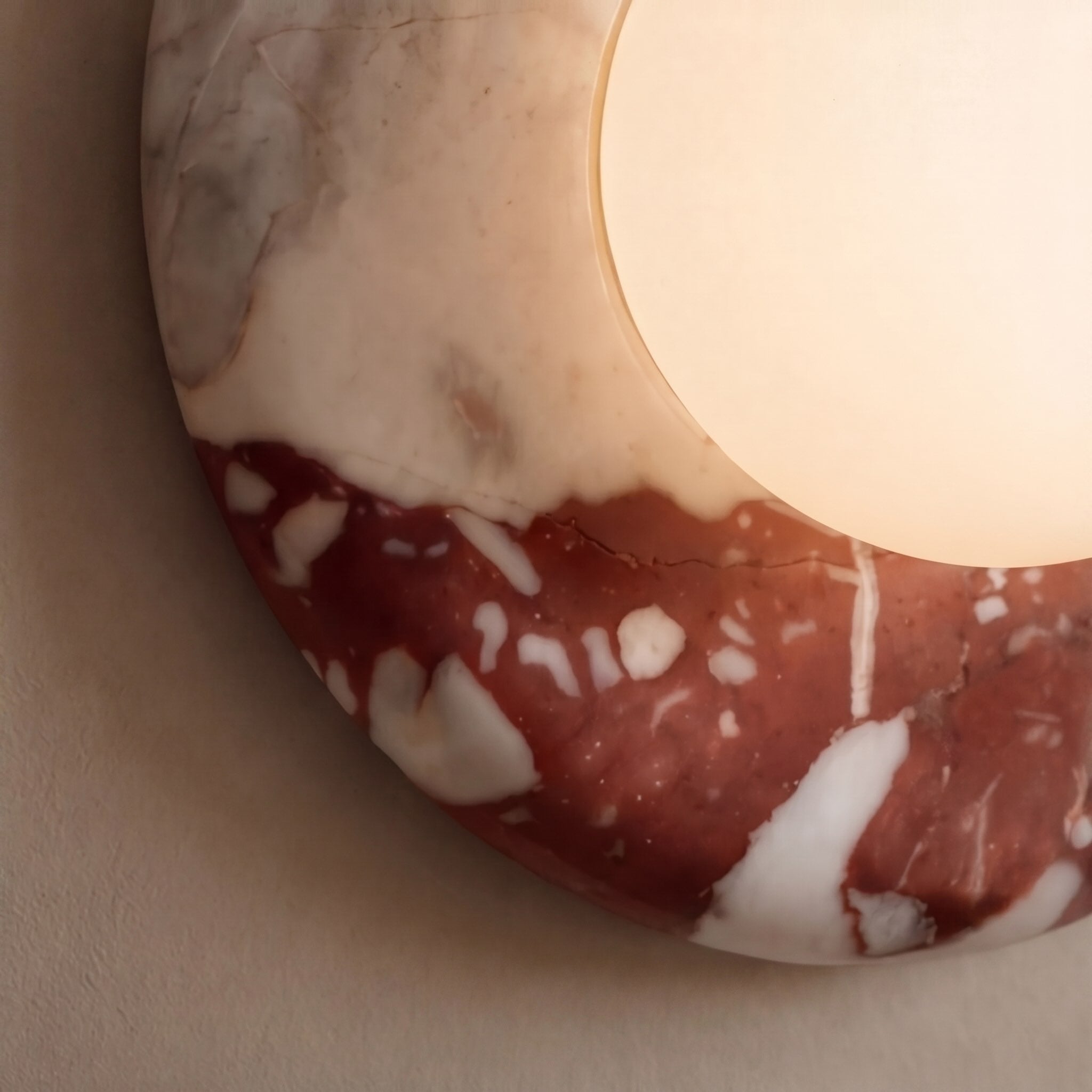 Red Marble Finish Metal Wall Sconce (LED Compatible)