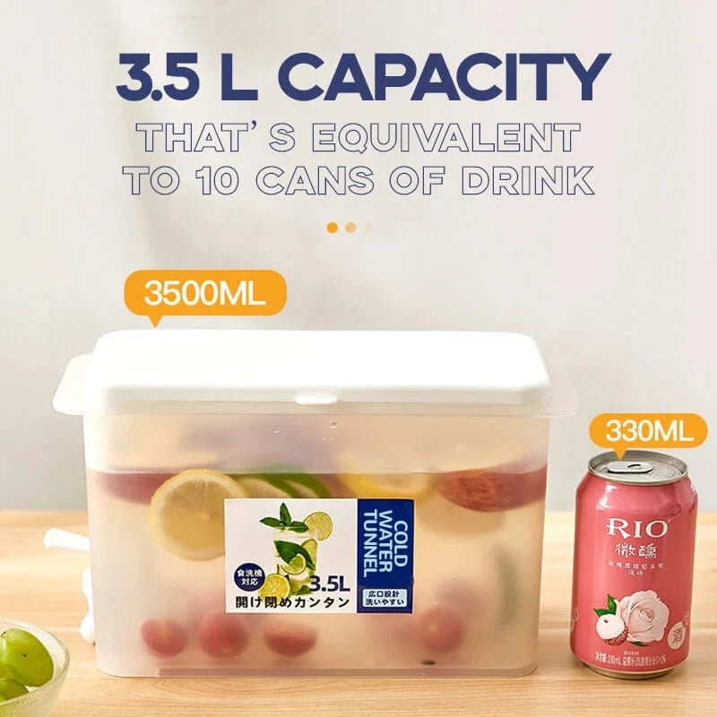 Refrigerator Beverage Dispenser Built-In Faucet Space-Saving 3.5L Capacity