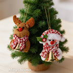 Reindeer Hanging Ornament Felt Red Nose & Festive Scarf