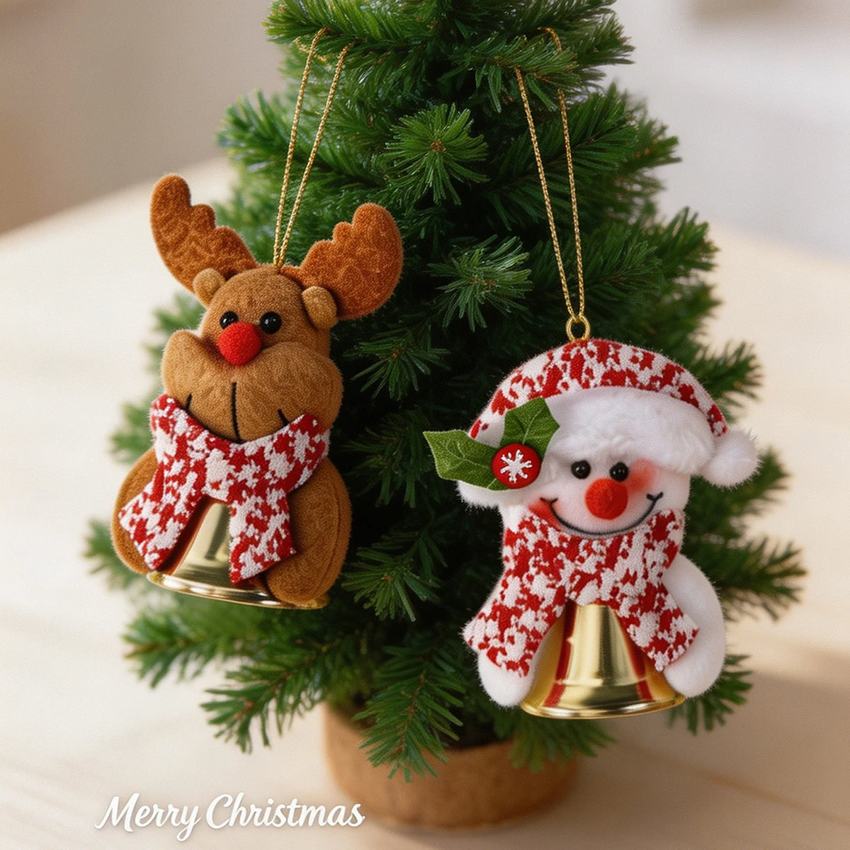 Reindeer Hanging Ornament Felt Red Nose & Festive Scarf