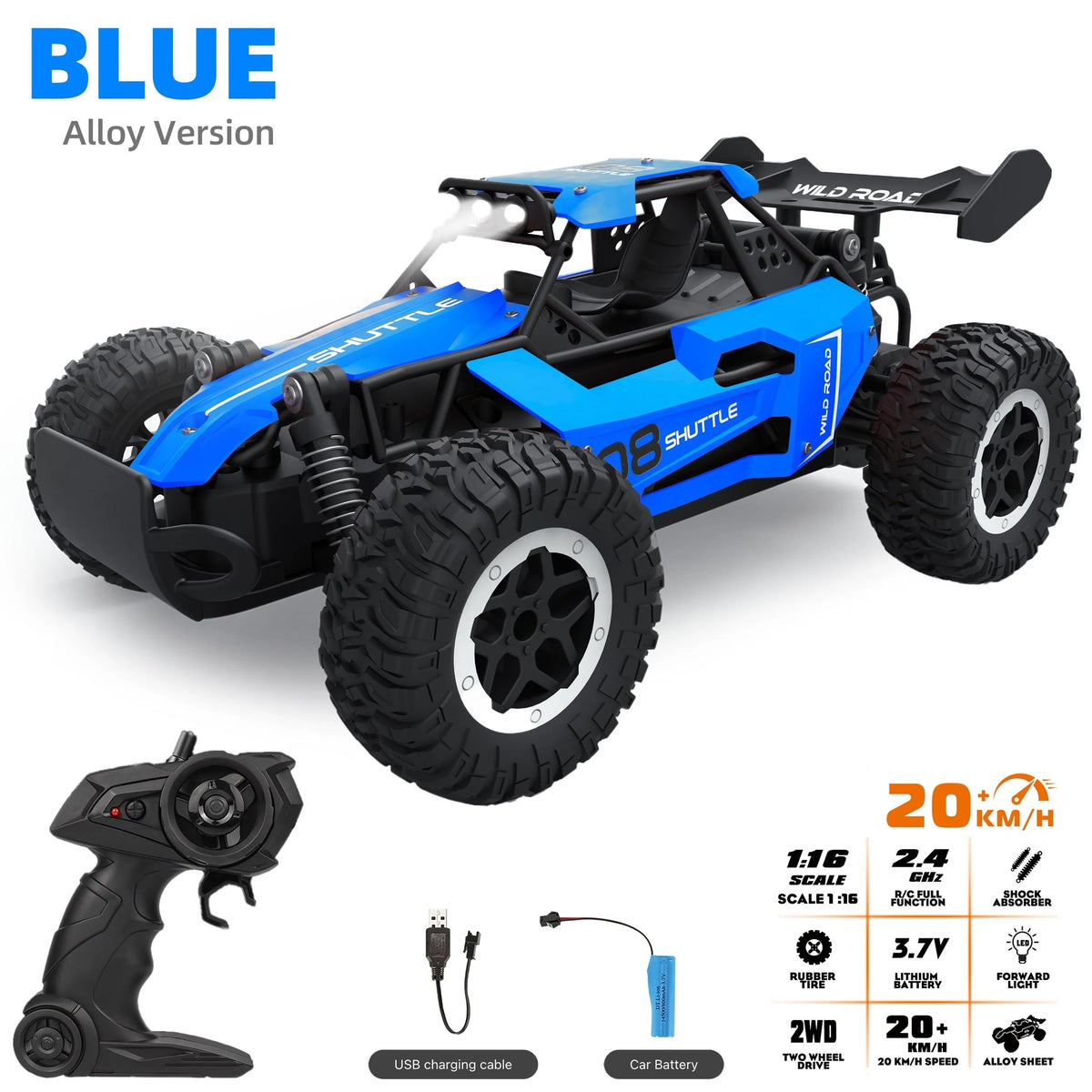 Remote Control Car All-Terrain Metal Alloy USB Rechargeable