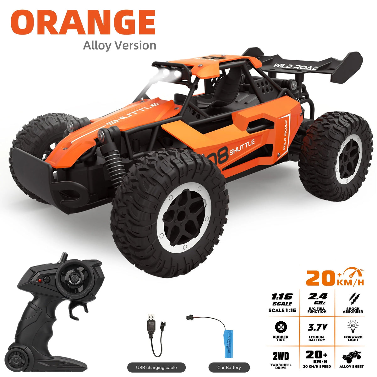 Remote Control Car All-Terrain Metal Alloy USB Rechargeable