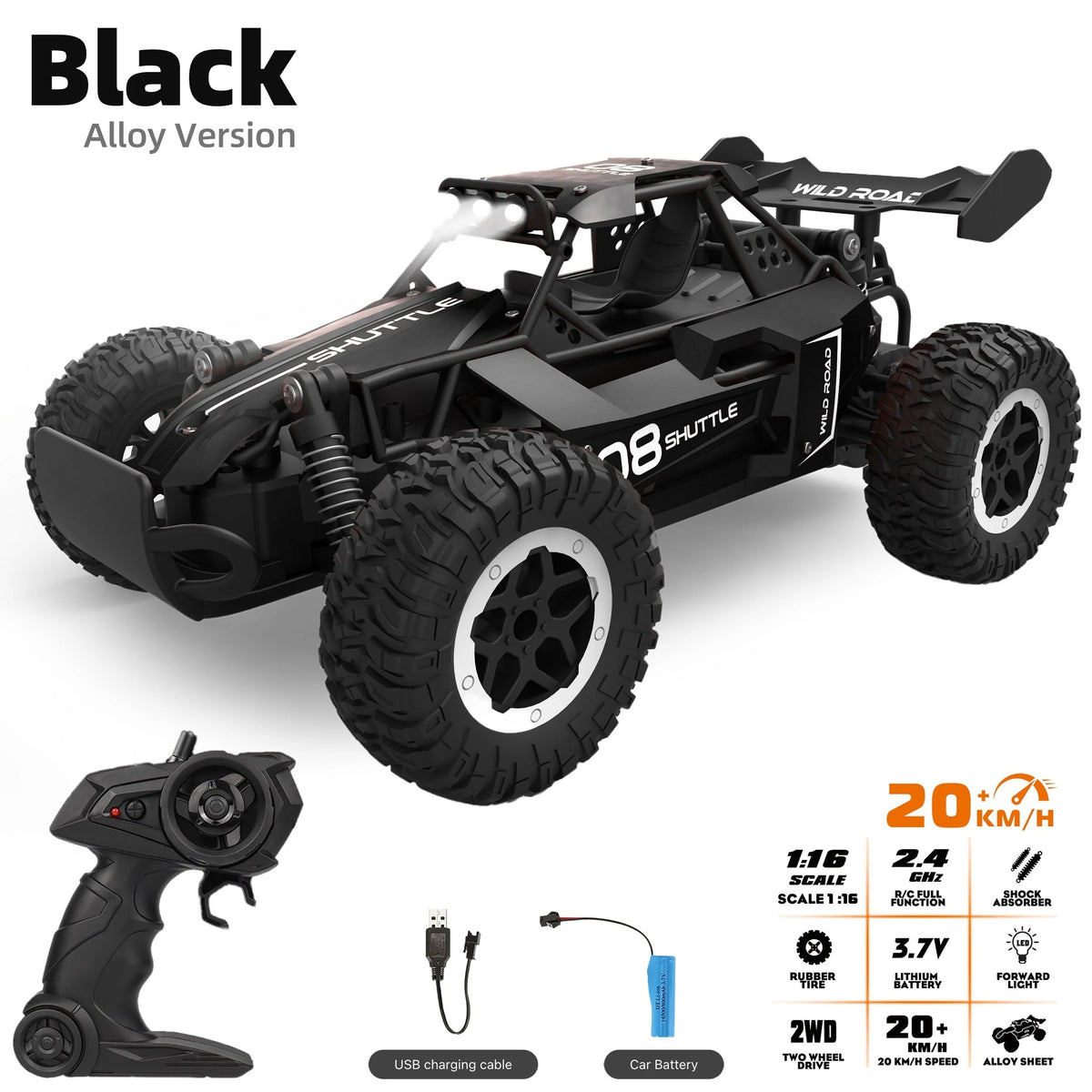 Remote Control Car All-Terrain Metal Alloy USB Rechargeable