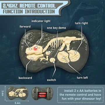 Remote Control Dinosaur 2.4G USB Rechargeable Sound & Lights