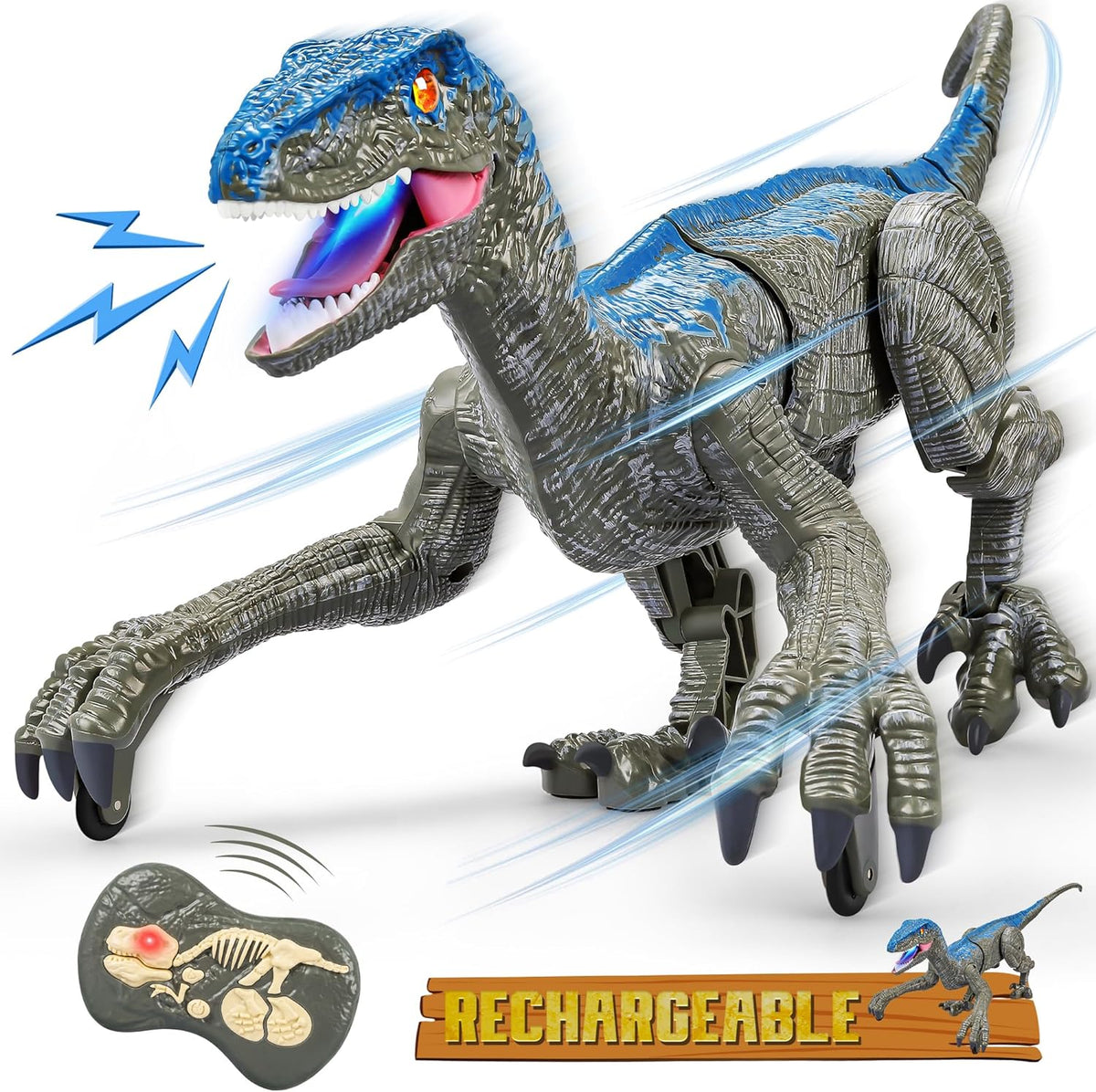 Remote Control Dinosaur Realistic Motion & Sound USB Rechargeable