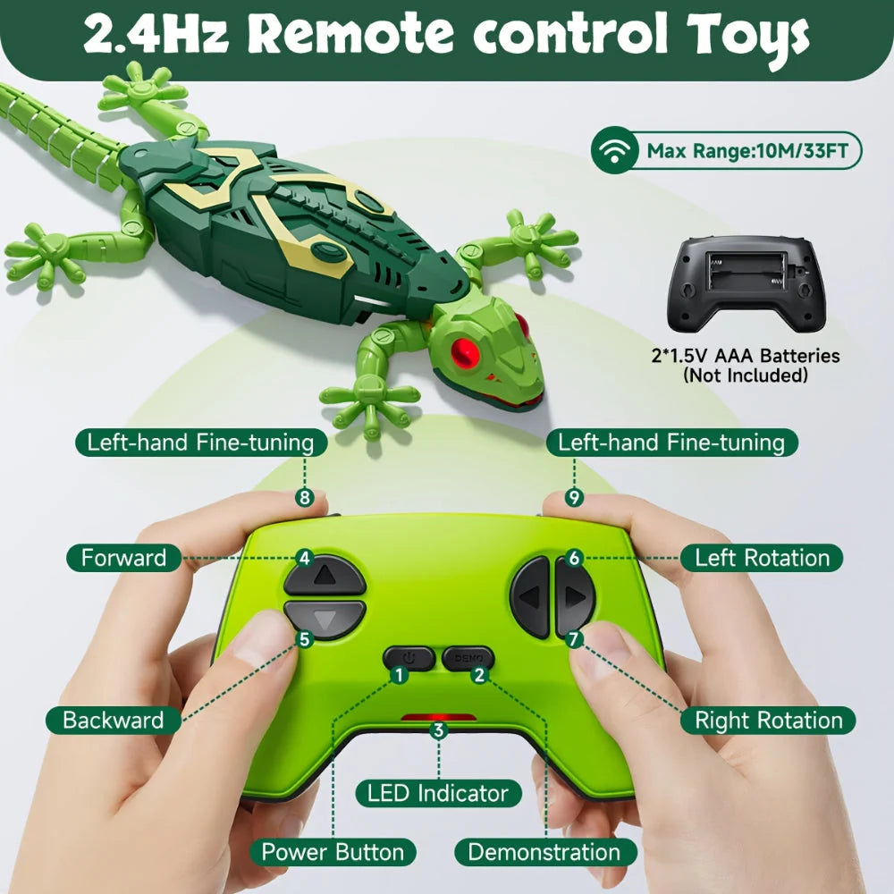 Remote Control Lizard Toy Wall-Climbing Rechargeable 33 Ft Range