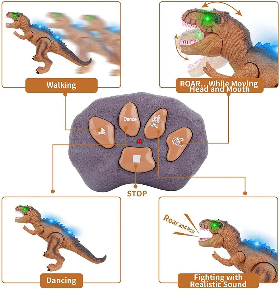 Remote Control T-Rex Walking Roaring LED Lights