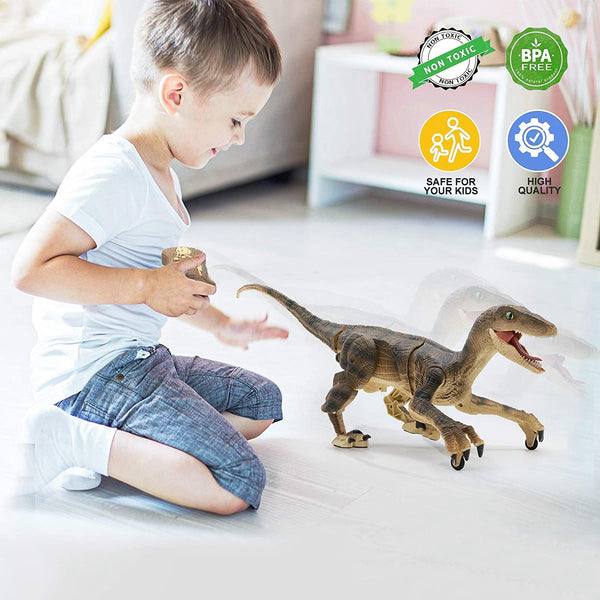 Remote Control Velociraptor Walking & Growling Glowing 3D Eyes
