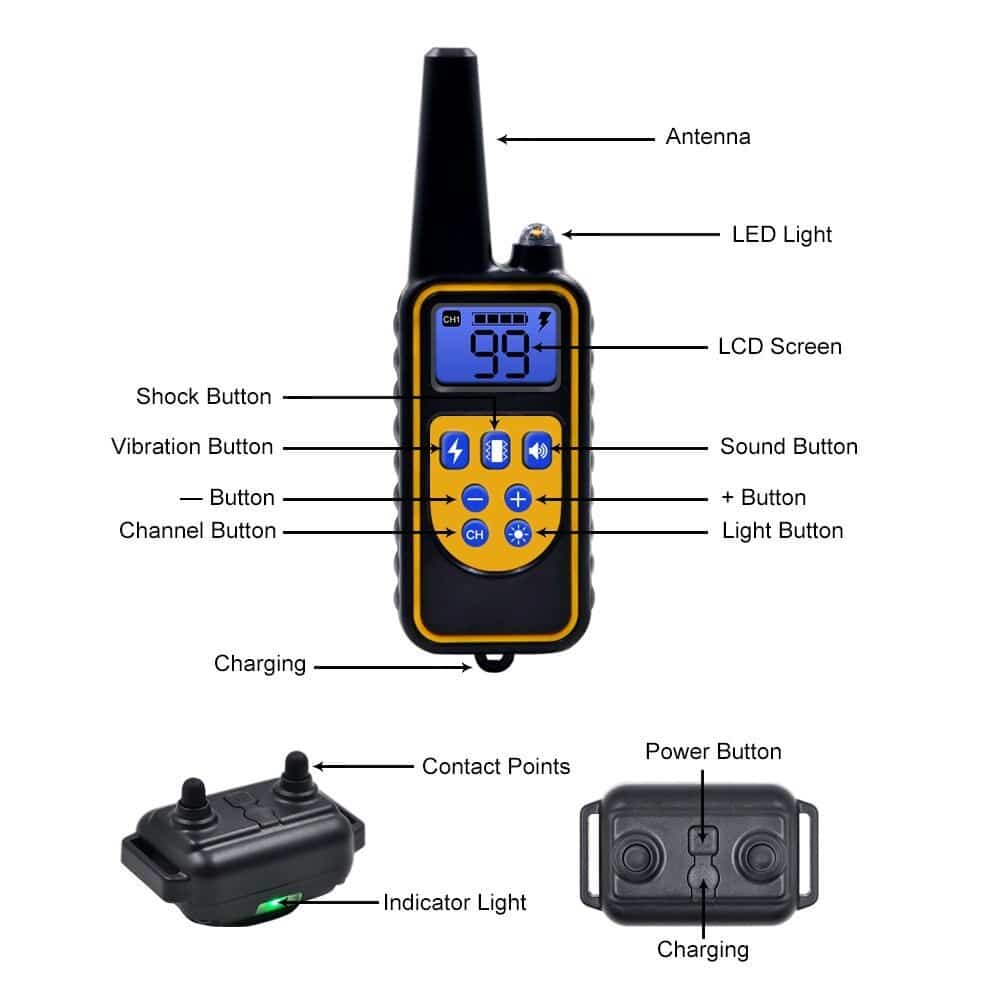 Remote Dog Training Collar 0.5 Mile Range Waterproof Receiver