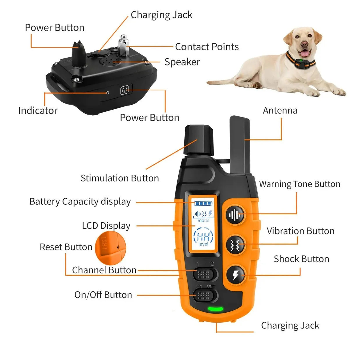 Remote Dog Training Collar 3300 Ft Range Waterproof Rechargeable