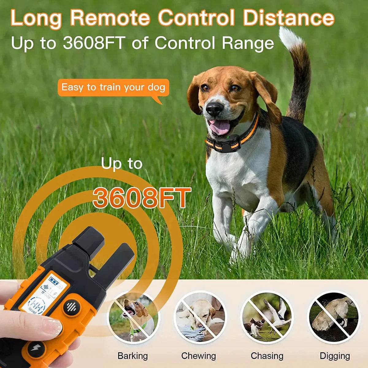 Remote Dog Training Collar 3300 Ft Range Waterproof Rechargeable