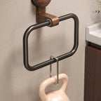 Removable Suction-Mount Wood & Aluminum Towel Rack