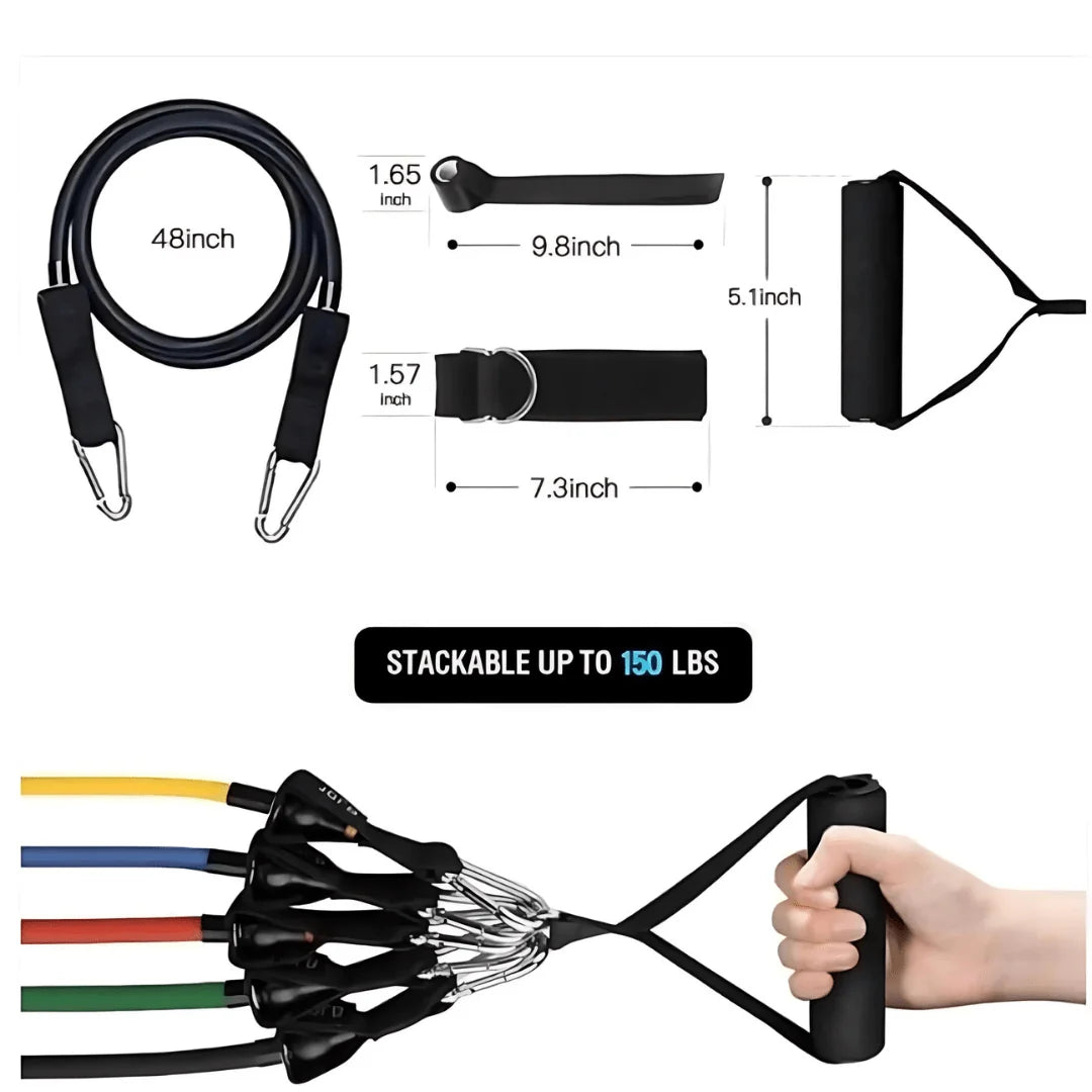 Resistance Band Set 11-Piece Multi-Level Handles & Ankle Straps