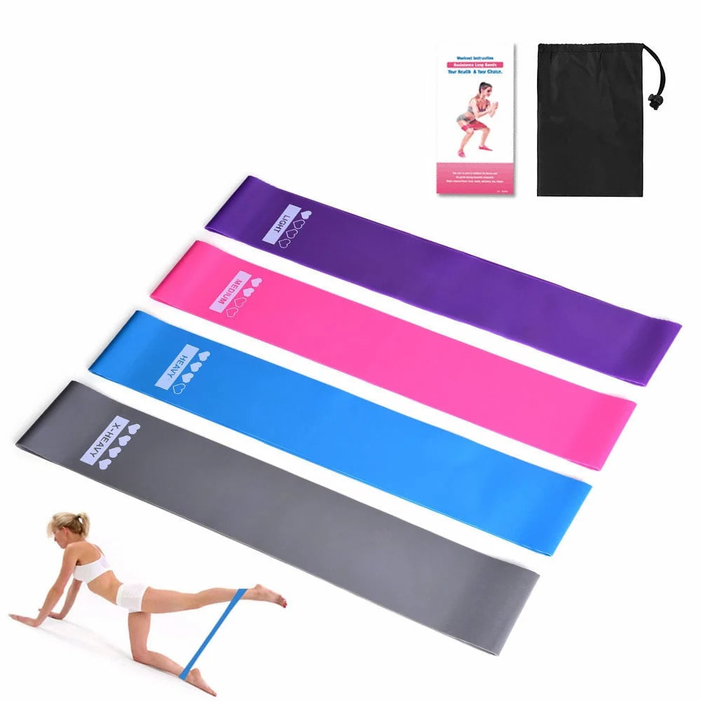 Resistance Band Set Four Levels Flat Loop Drawstring Bag