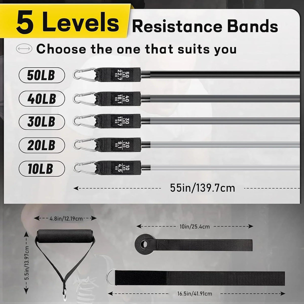 Resistance Band Set Up To 150 Lb Padded Handles