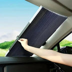 Retractable Car Sunshade Reflective Aluminum Adjustable 59-79 Inch Fit