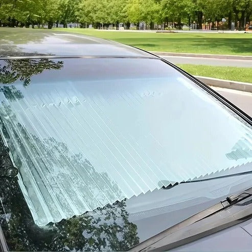 Retractable Car Sunshade Reflective Aluminum Adjustable 59-79 Inch Fit