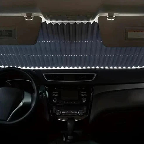 Retractable Car Sunshade Reflective Aluminum Adjustable 59-79 Inch Fit