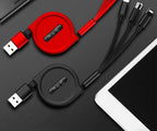 Retractable Charging Cable 3-in-1 Lightning USB-C Micro USB