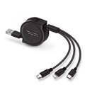Retractable Charging Cable 3-in-1 Lightning USB-C Micro USB